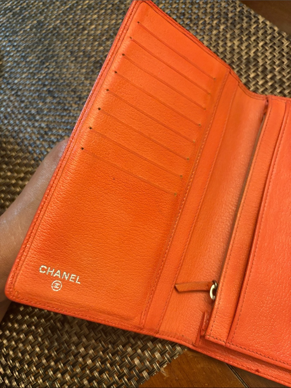 CHANEL Coral Embossed Soft Leather Long Wallet with Camellia Detail - Picture 8 of 9